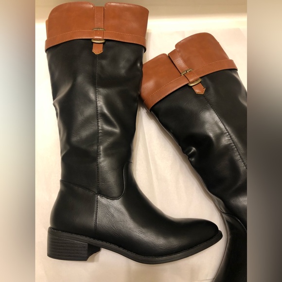 RAMPAGE brown and black two tone faux fur boots SZ . 7M - Picture 4 of 12